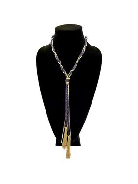 THE LIMITED | Navy Rope Y-Drop Two-Tone  Long Tassel Nautical Necklace | NWT